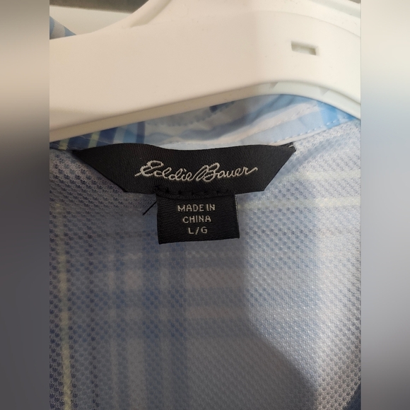 Blue and White Plaid Short Sleeve Shirt - Picture 2 of 3